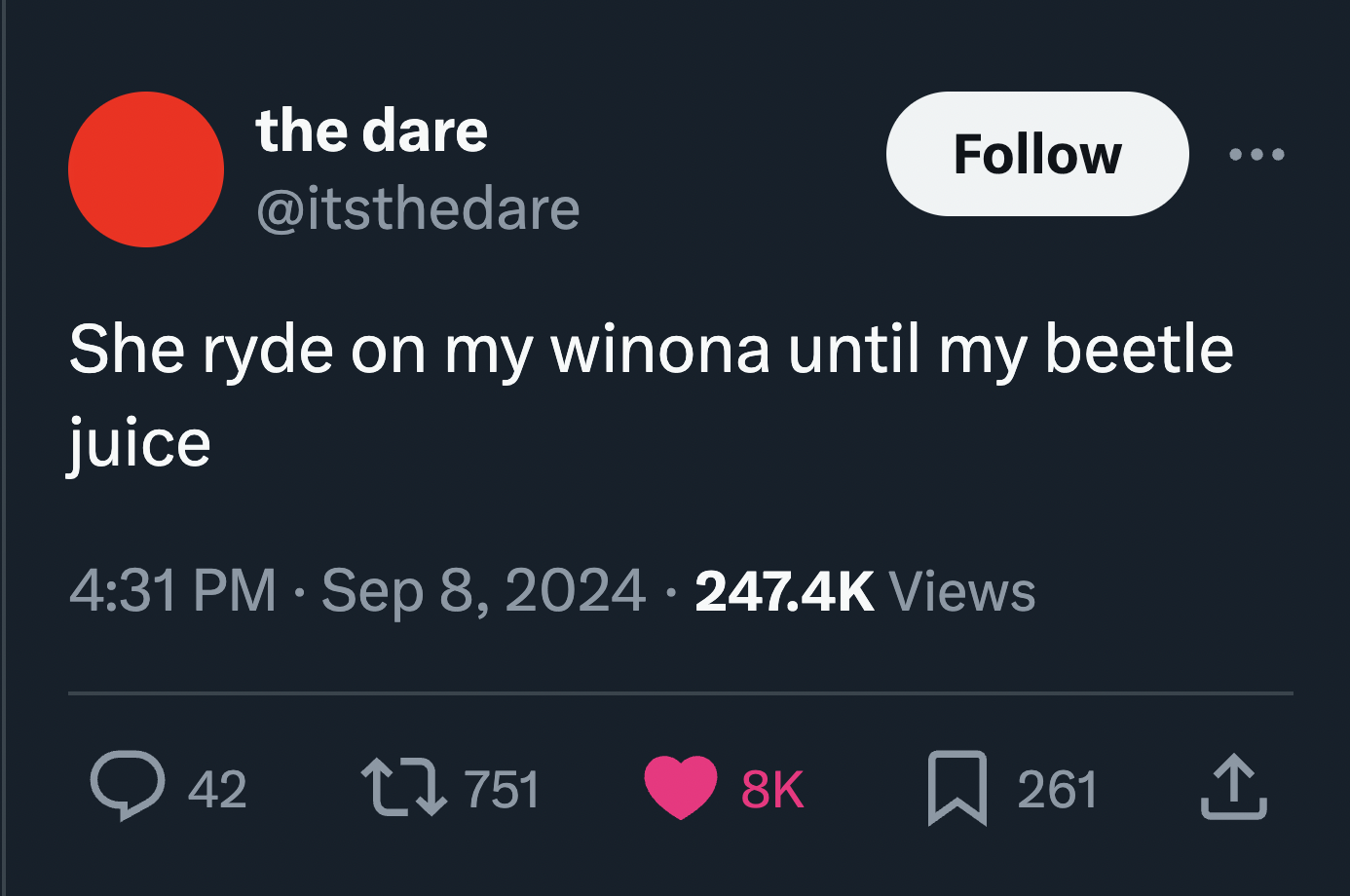 screenshot - the dare She ryde on my winona until my beetle juice Views 42 261